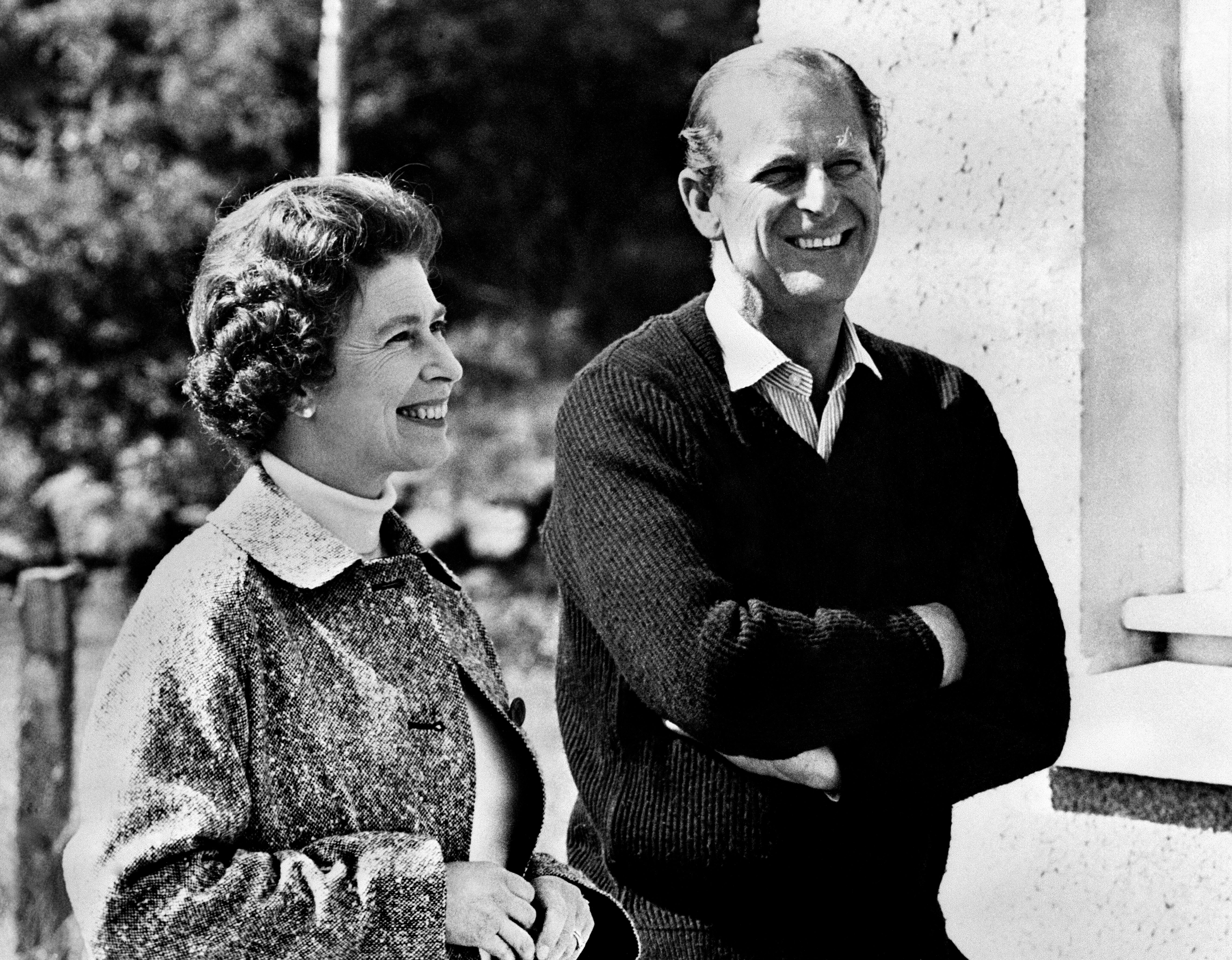 Queen Elizabeth II and Prince Philip, Duke of Edinburgh, pose at Balmoral Castle, near the village of Crathie in Aberdeenshire, on October 31, 1972