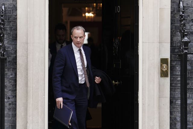 <p>Deputy Prime Minister Dominic Raab, leaving 10 Downing Street following a Cabinet meeting on Tuesday </p>