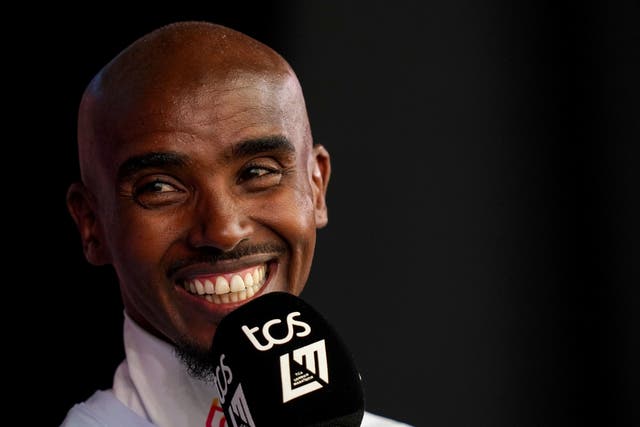 <p>Sir Mo Farah, CBE during a press conference in London ahead of the TCS London Marathon 2023 on Sunday</p>