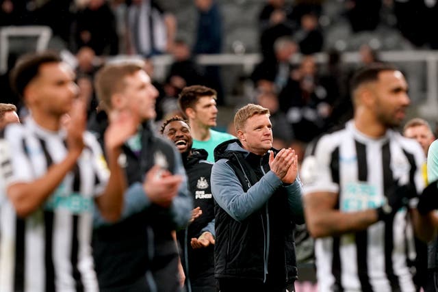 Newcastle boss Eddie Howe has told his team to play without fear as they attempt to clinch Champions League qualification (Owen Humphreys/PA)