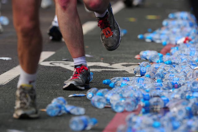 TCS London Marathon participants are encouraged to carry their own drinks to reduce the need for plastic bottles to be handed out (PA)
