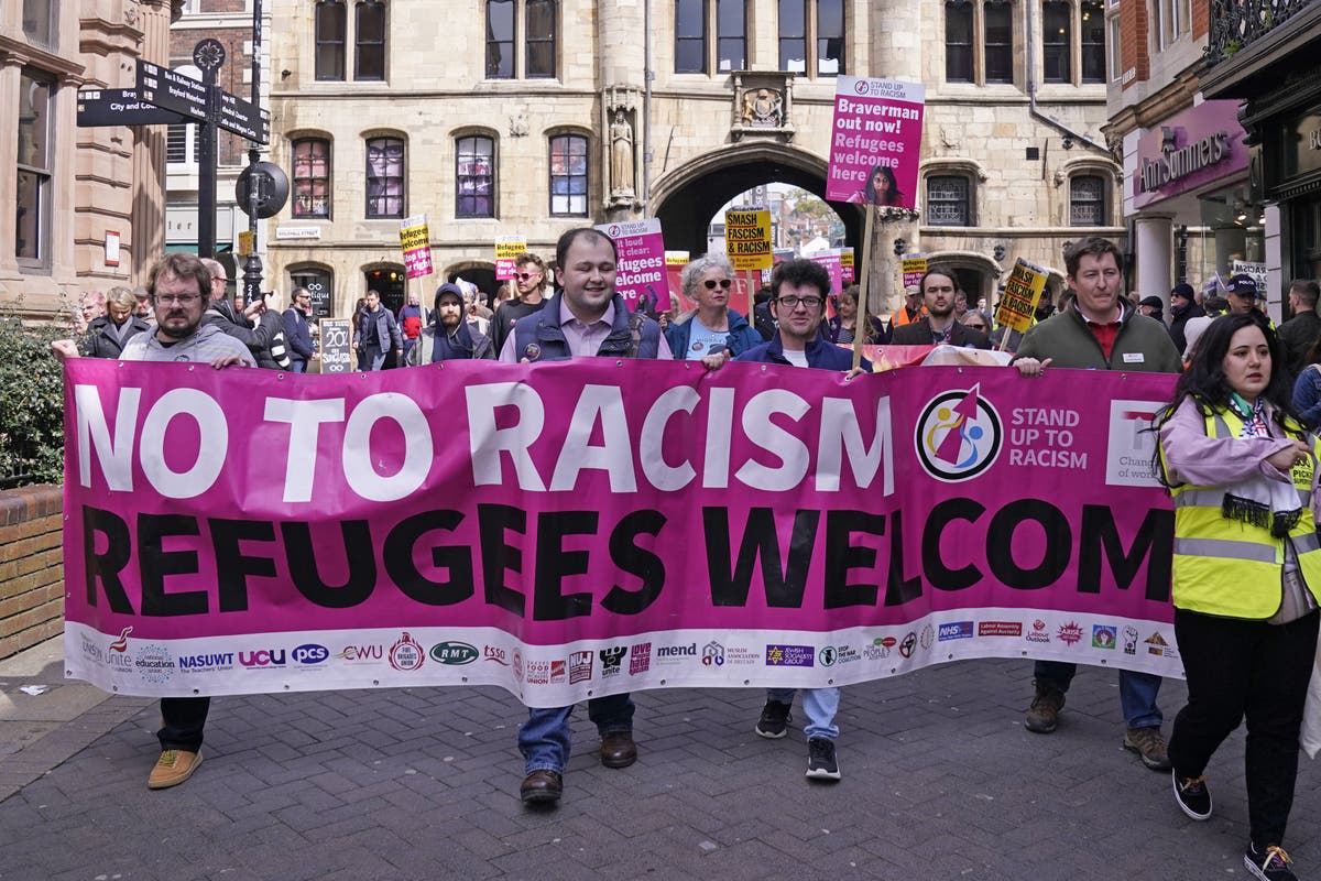 Far-right rally over Scampton refugee centre plan passes off peacefully Far-right rally over Scampton refugee centre plan passes off peacefully