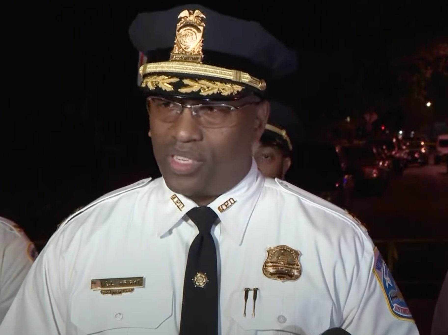 Metropolitan Police Department Assistant Chief Andre Wright holds a press conference on a shooting in Washington DC