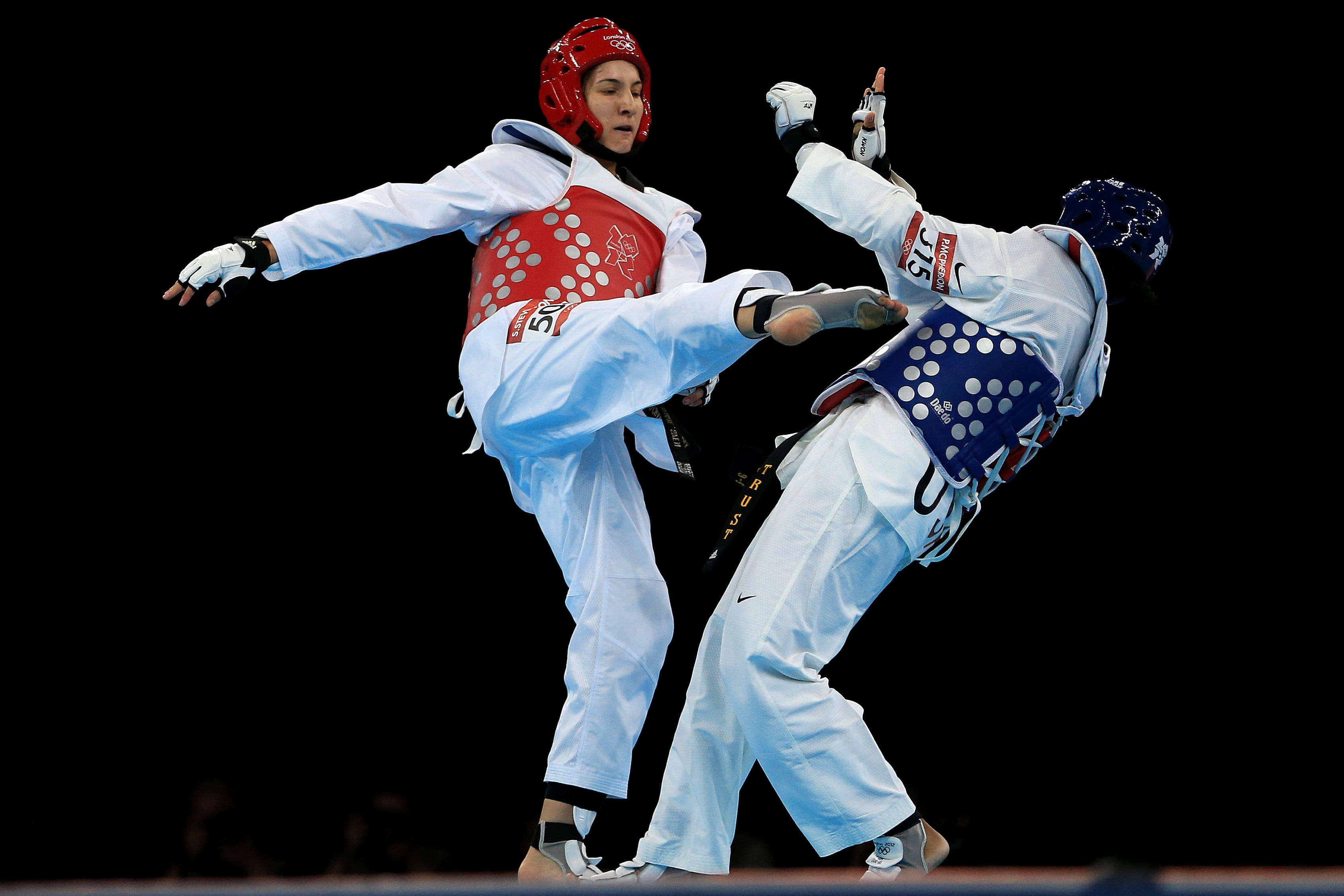 Sarah Stevenson, left, competing at the 2012 London Olympics (Mike Egerton/PA)