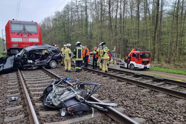 Germany Train Hits Car