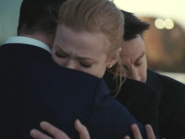 <p>Kendall, Shiv, and Roman embrace in episode three of ‘Succession’ season four </p>