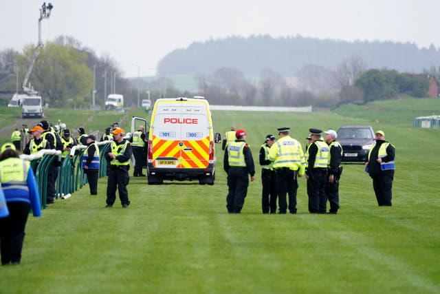 The activists’ actions did not delay the event at Ayr Racecourse on Saturday (Jane Barlow/PA)