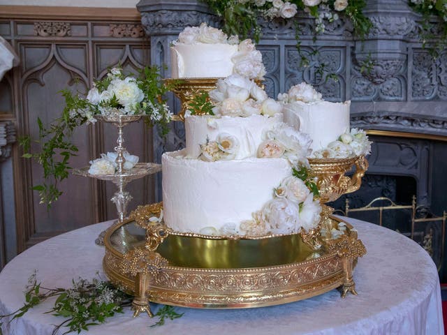 <p>The Duke and Duchess of Sussex’s wedding cake </p>