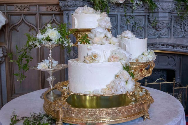<p>The Duke and Duchess of Sussex’s wedding cake </p>