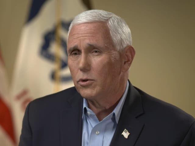 <p>Mike Pence appears on CBS’s ‘Face the Nation’ on Sunday 23 April 2023</p>
