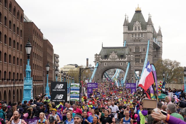 <p>Record numbers have entered the ballot for the London Marathon 2024 (Gareth Fuller/PA)</p>