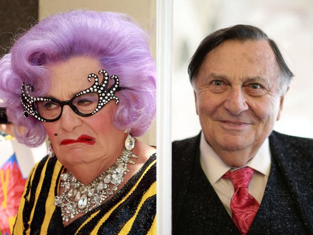 <p>Dame Edna and Barry Humphries</p>