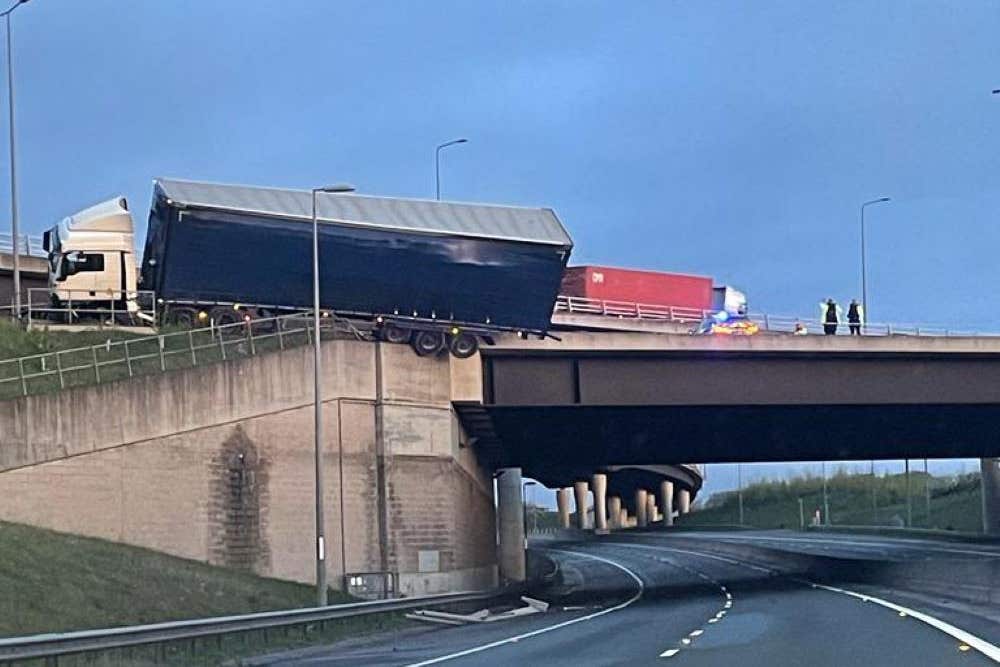 Emergency services and recovery contractors are working at the scene (Northamptonshire Police Roads Policing Team)