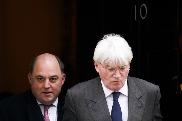 Defence Secretary Ben Wallace, left, and minister for development in the Foreign Office Andrew Mitchell (PA)