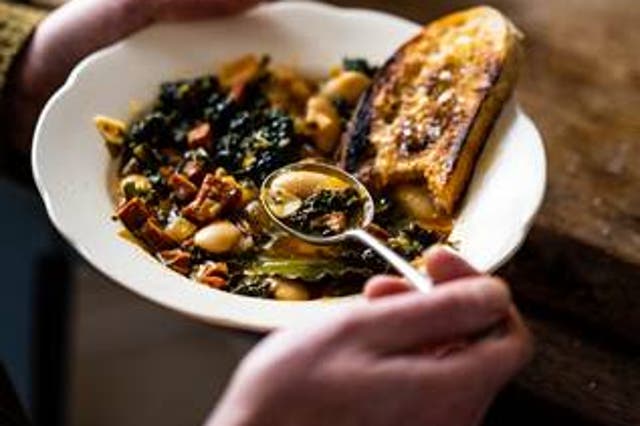 <p>Butter bean soup with kale and chorizo</p>