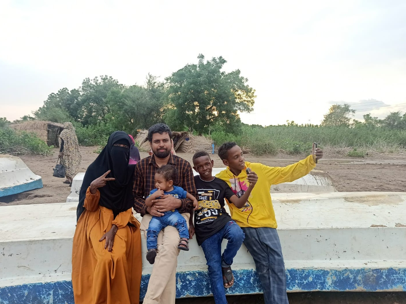 Abdul Haseeb with his wife Baraah Abaker and two-year-old son Rafi in Sudan
