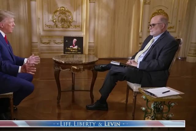 <p>Fox News’ host Mark Levin and Donald Trump in sit-down interview</p>