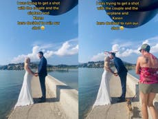 Wedding photographer complains ‘Karen’ dogwalker ruined his shot of couple