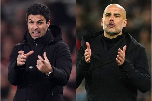 <p>Mikel Arteta and Pep Guardiola lead their sides into a title showdown at the Etihad </p>