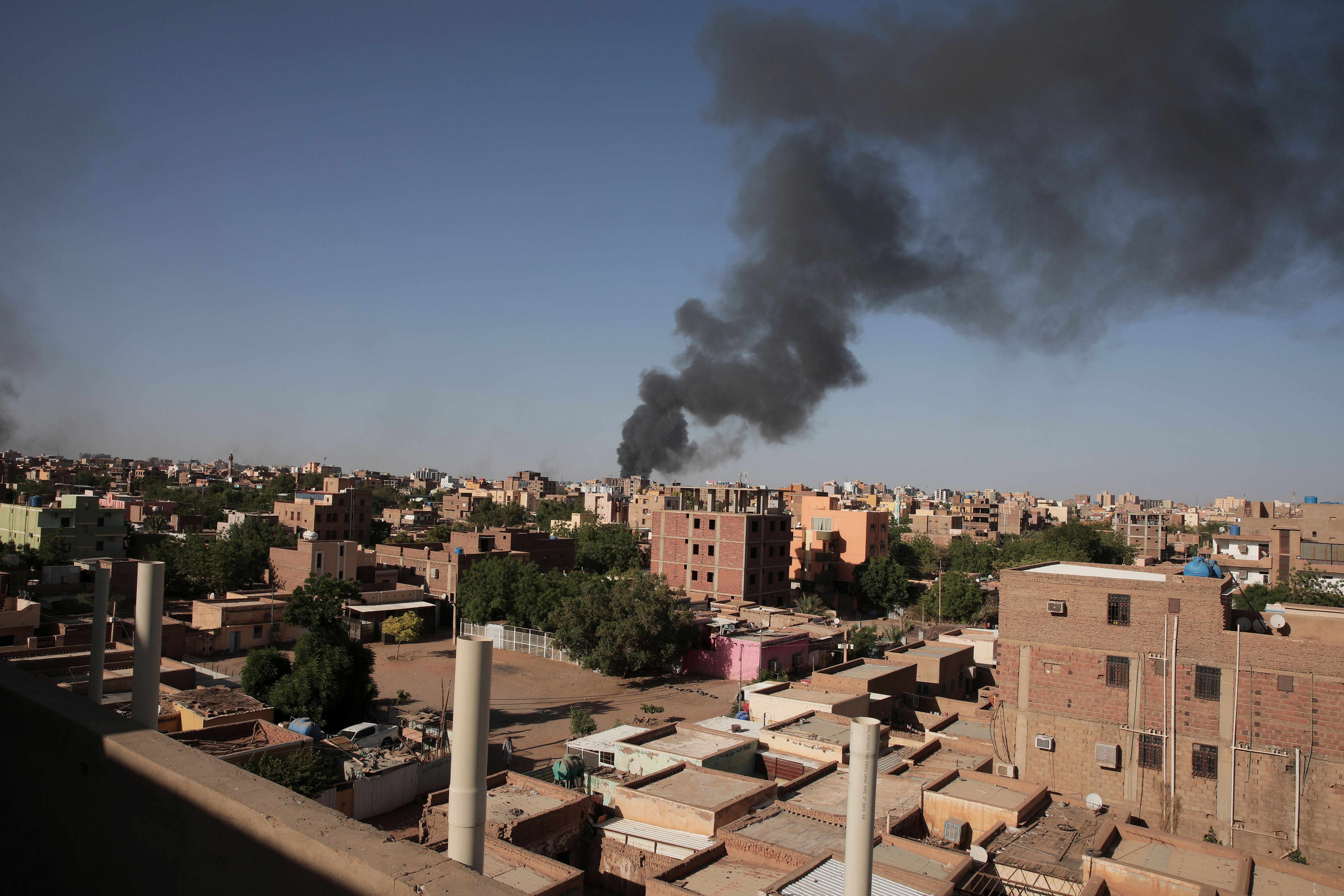 Smoke is seen in Khartoum, the epicentre of the fighting between Sudan’s warring generals