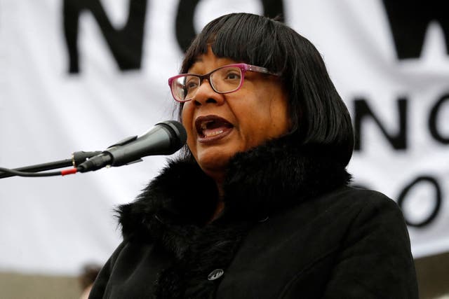 <p>Diane Abbott has said remarks made by a top Tory are ‘frightening’ </p>