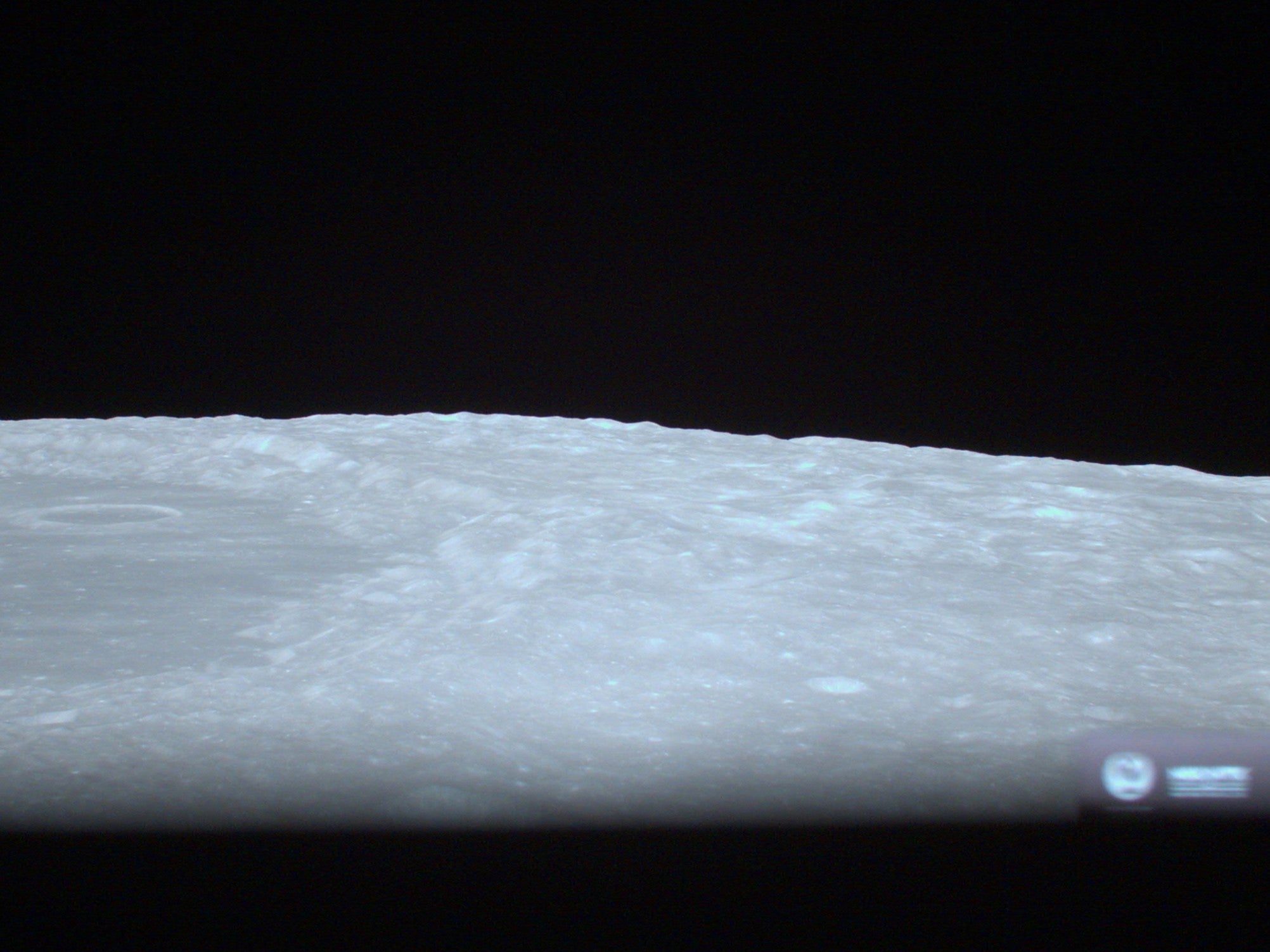 <p>A photo of the Moon taken from the ispace lander’s onboard camera from an altitude of 100km above the lunar surface</p>