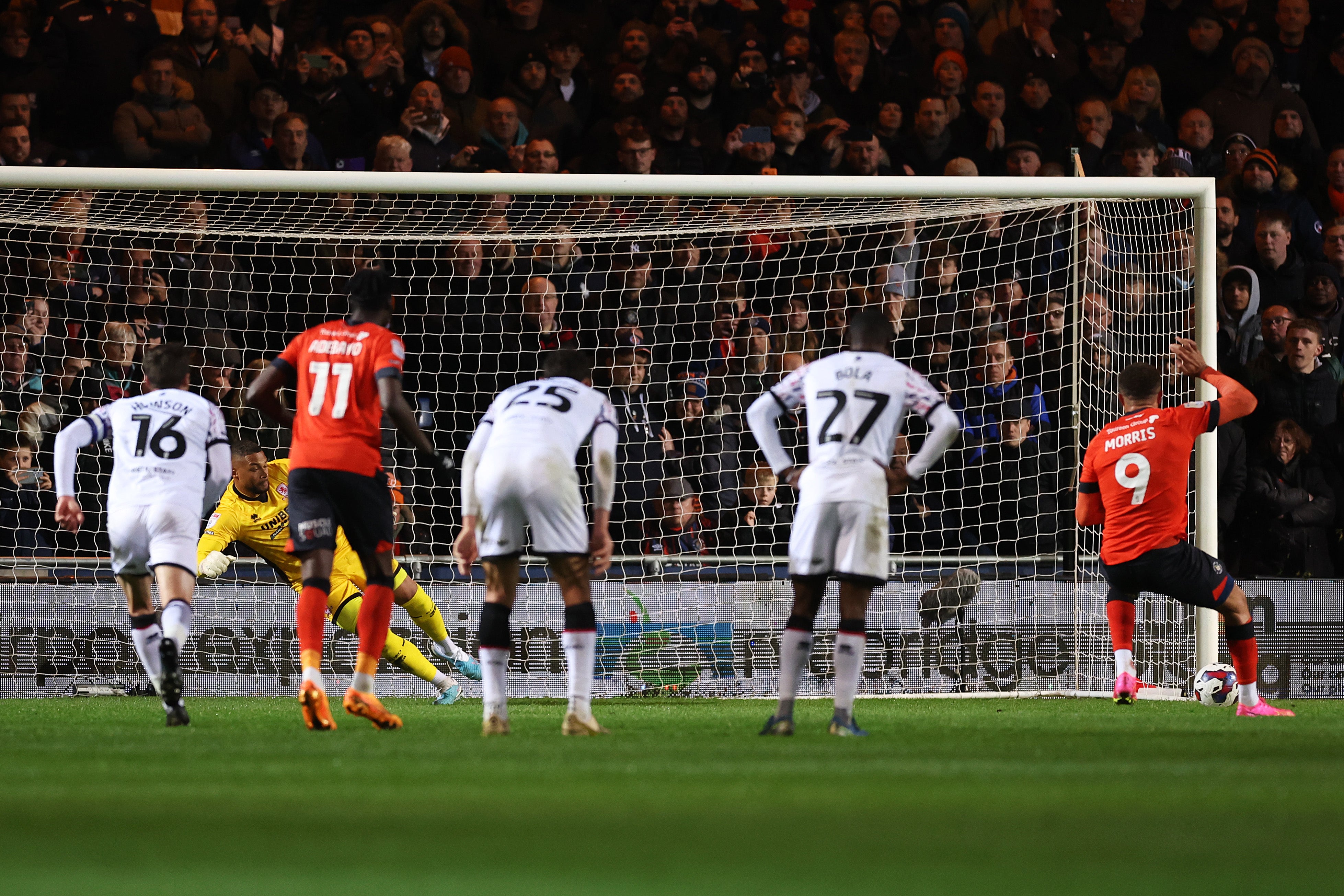 Zack Steffen fails to save as Carlton Morris scores the team’s second goal from a penalty