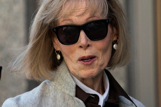 <p>E Jean Carroll arrives to the Manhattan Federal Court in New York</p>