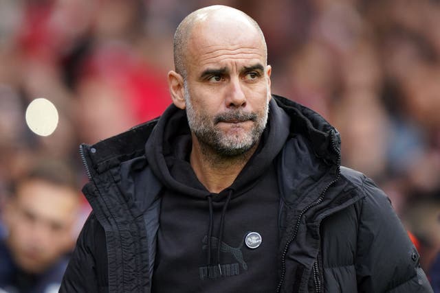 Pep Guardiola is not viewing Manchester City’s crunch clash with Arsenal as a title-decider (Tim Goode/PA)