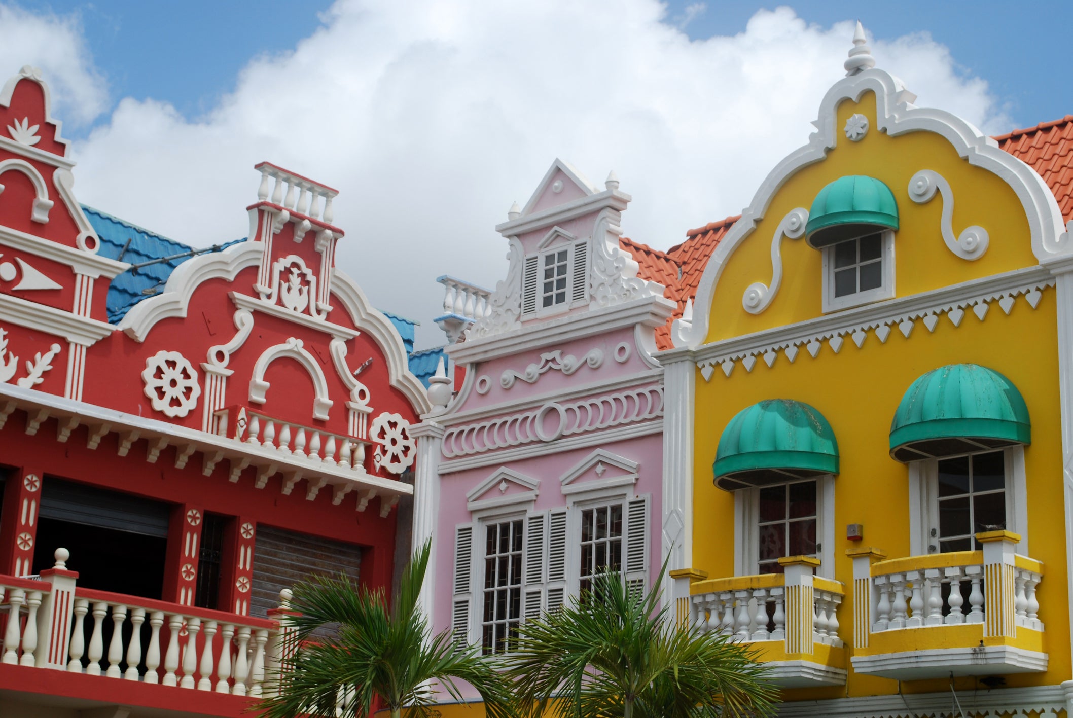 Aruba’s capital Oranjestad has colourful Dutch colonial architecture