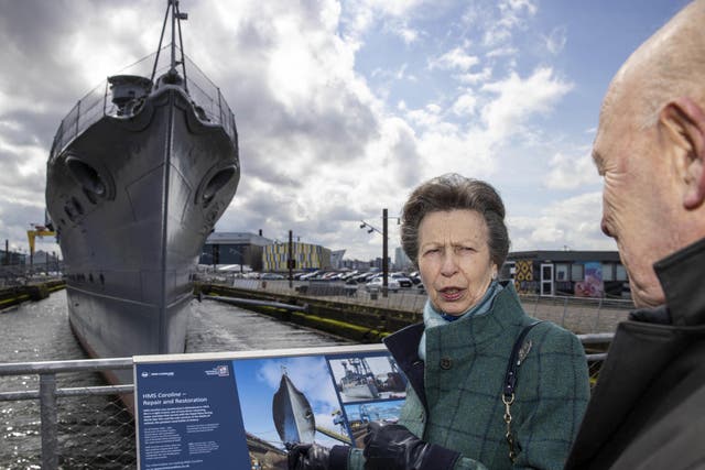The Princess Royal attends the reopening of HMS Caroline (Liam McBurney/PA)