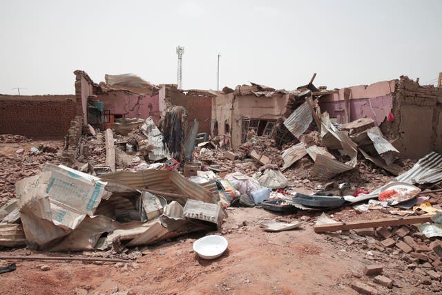 A house hit in recent fighting in Khartoum (Marwan Ali/AP)