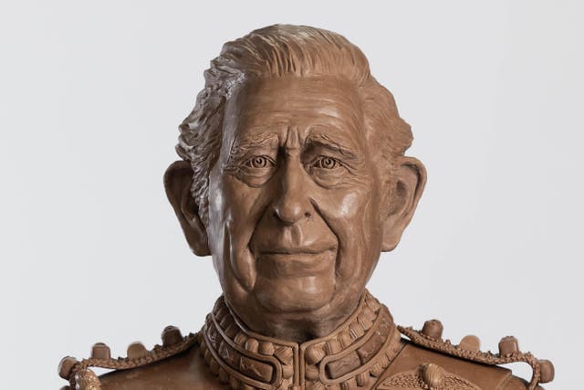 A bust of the King has been made entirely from Celebrations chocolates (Matt Alexander/PA)