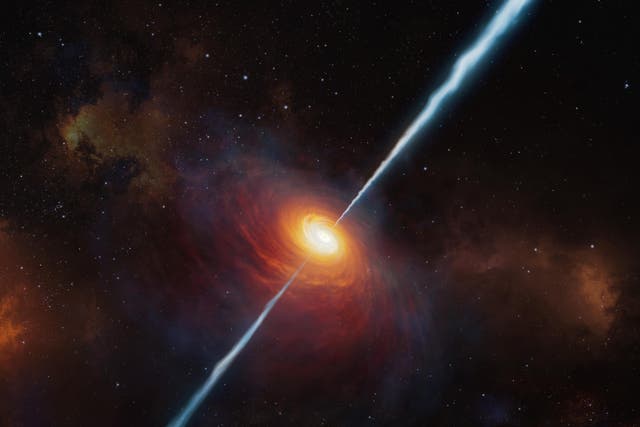 Artist’s rendering of a quasar (M Kornmesser/ESO)