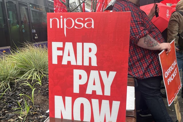 NIPSA members during a protest outside Erskine House in Belfast (PA)