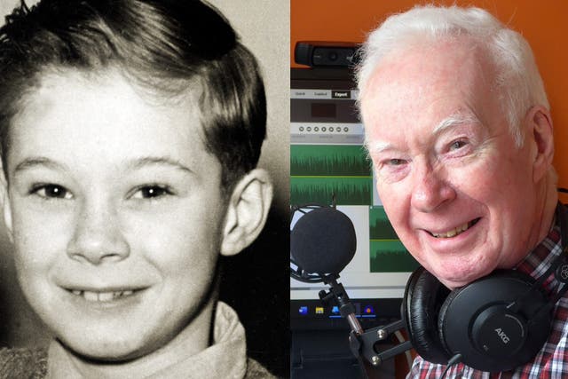 Jeremy Hoare, pictured left aged nine, grew up in Palmers Green, north London, next to an image of him now (Jeremy Hoare/PA)