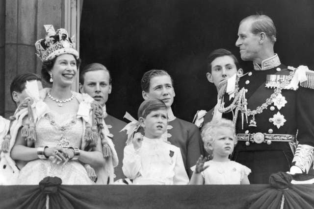 The Royal Family on the balcony at Buckingham Palace after the coronation at Westminster Abbey in 1953 (PA)