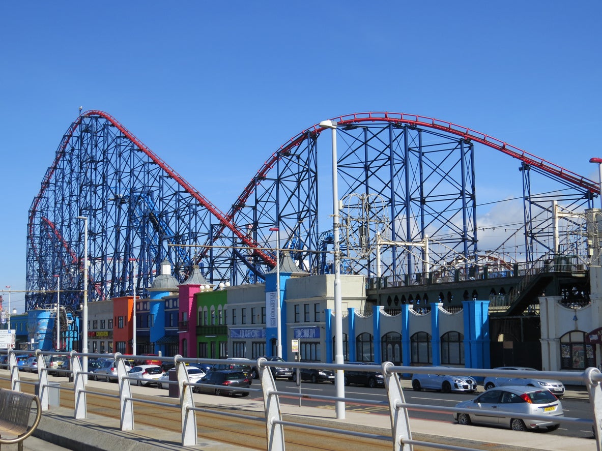 A rollercoaster viewed from Blackpool’s promenade