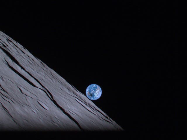 <p>The lunar Earthrise during solar eclipse – captured by the camera of ispace’s Mission 1 lander at an altitude of about 100 km from the lunar surface</p>