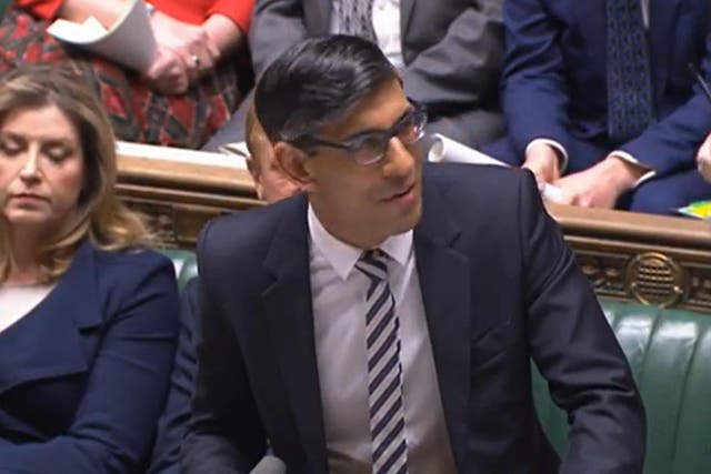 <p>Prime Minister Rishi Sunak speaks during Prime Minister’s Questions (House of Commons/UK Parliament/PA)</p>
