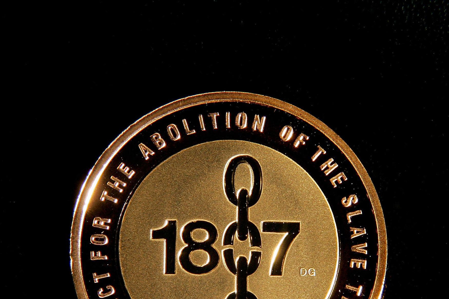 A £2 commemorative coin marking the abolition of the slave trade (Geoff Caddick/PA)