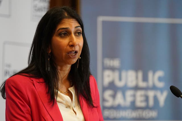 <p>Home Secretary Suella Braverman delivers a speech on policing at the Public Safety Foundation think tank in central London on 26 April 2022</p>