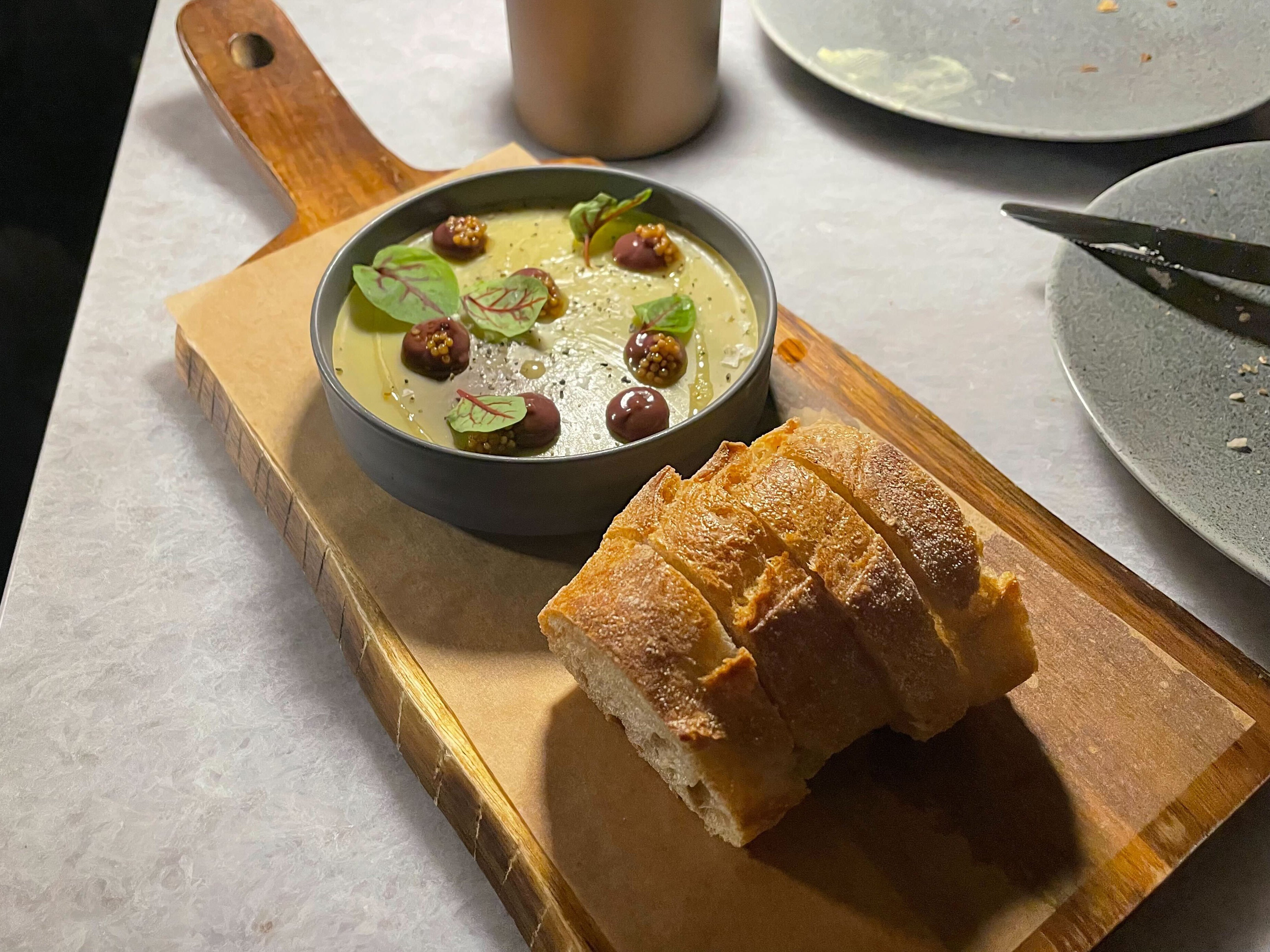 Duck liver parfait: beautifully presented, cold and bland