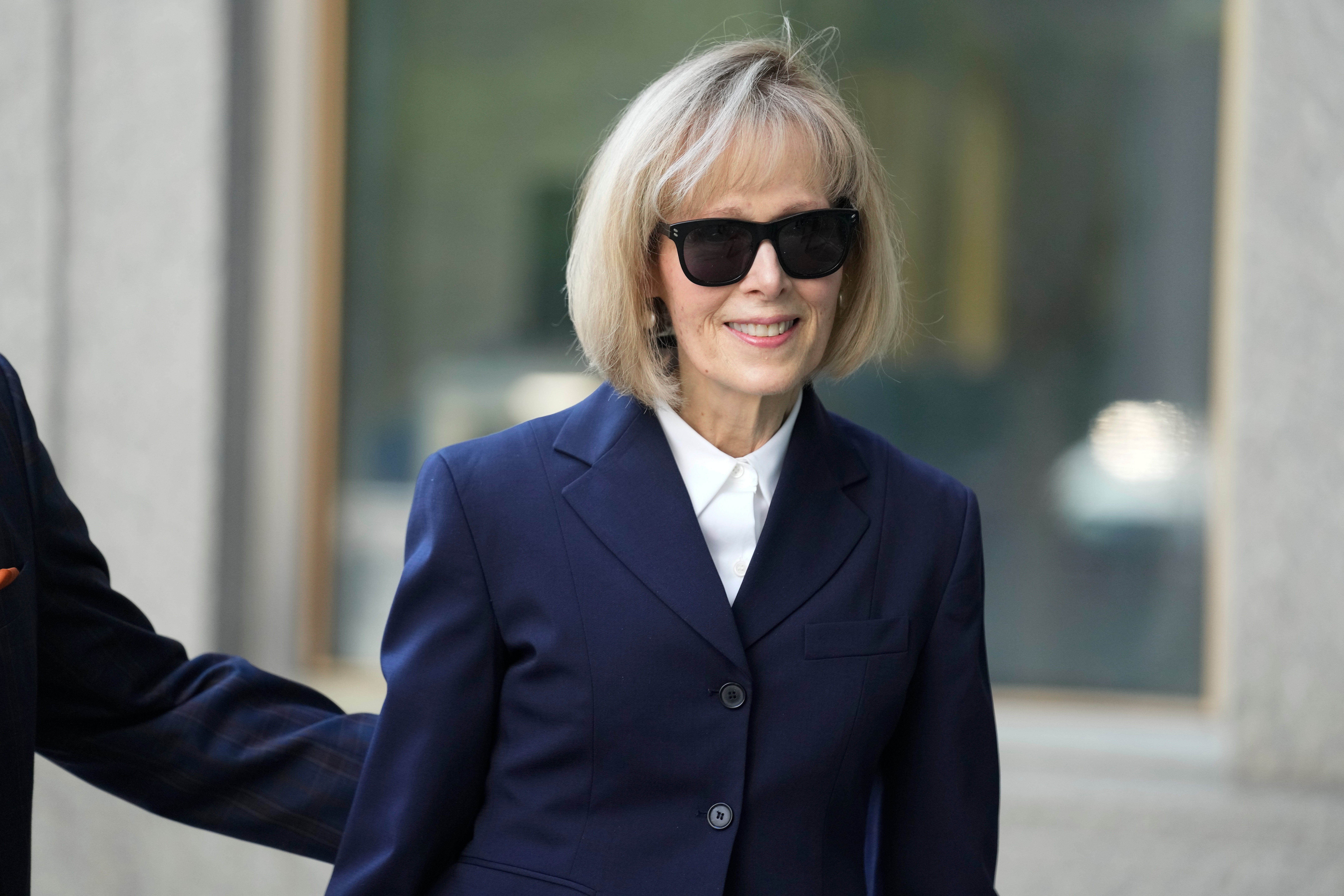 Former advice columnist E. Jean Carroll arrives to federal court in New York, Wednesday, April 26, 2023.