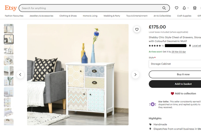 A chest of drawers advertised on Etsy. (Which?/PA)