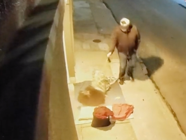 <p>Surveillance video allegedly showing former San Francisco Fire Commissioner Don Carmignani attacking a homeless person with bear spray</p>