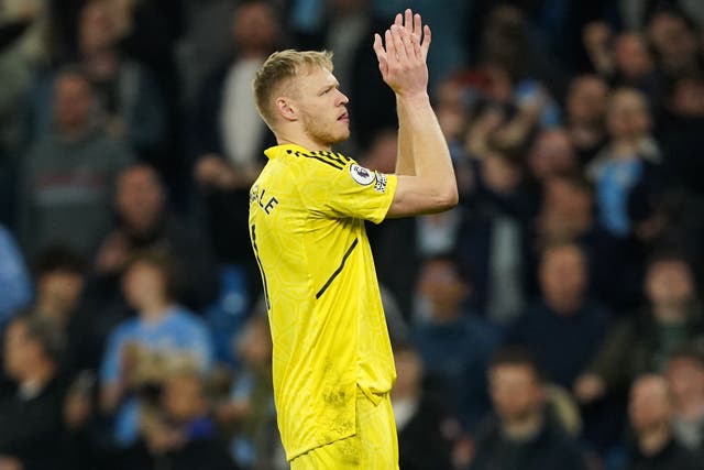 Arsenal goalkeeper Aaron Ramsdale insists the title race is not over (Martin Rickett/PA)