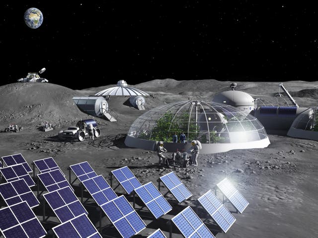 <p>An artist impression of a moon base</p>