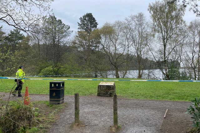 Police continue to search Mugdock reservoir, East Dunbartonshire, for the fiance of pregnant teacher Marelle Sturrock, 35, who was found dead in suspicious circumstances (Lucinda Cameron/PA)