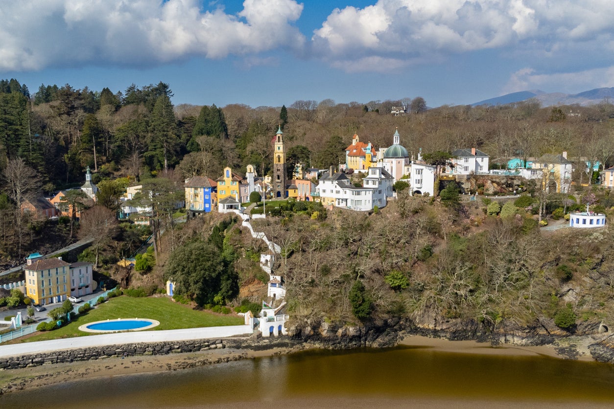 A view of Portmeirion and its beach